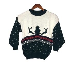Polar made in Israel unisex kids christmas sweater fair isle deers trees